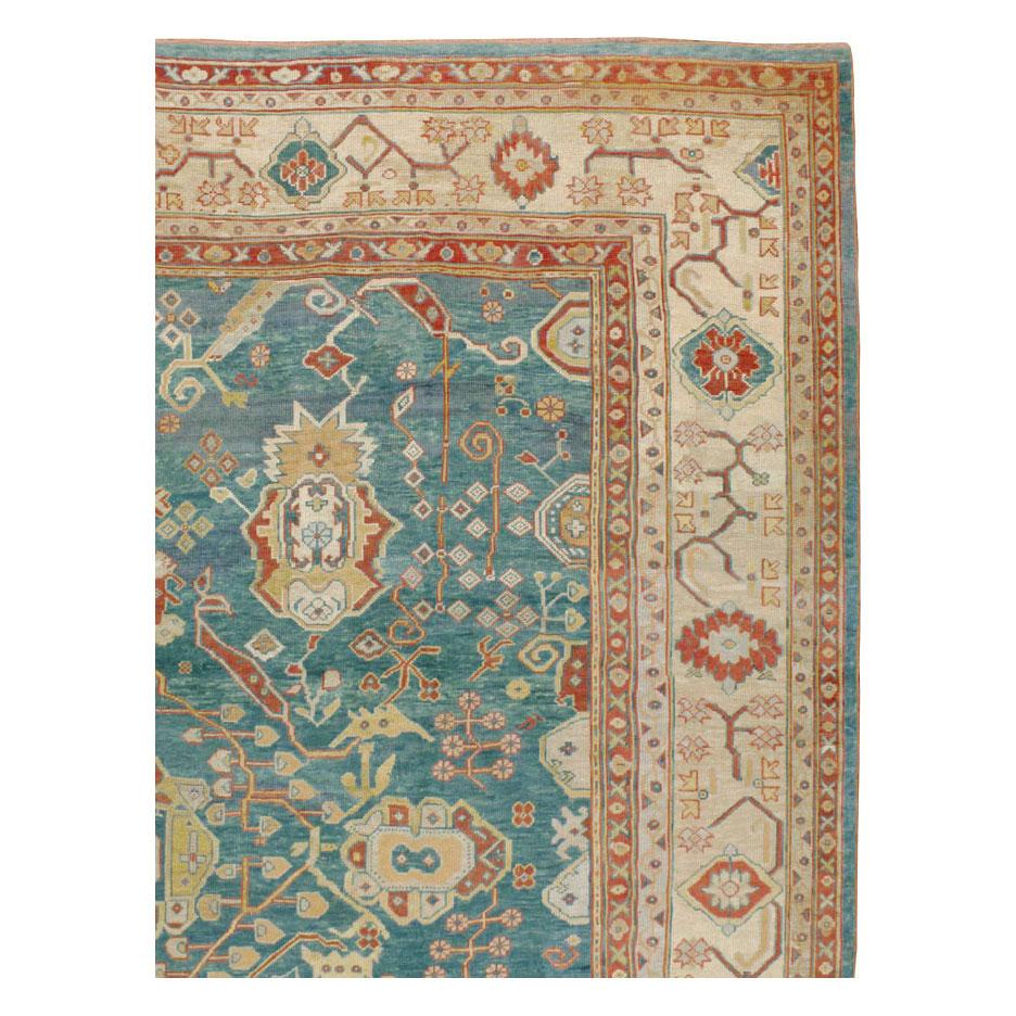 Hand-Knotted Early 20th Century Handmade Turkish Oushak Oversize Carpet