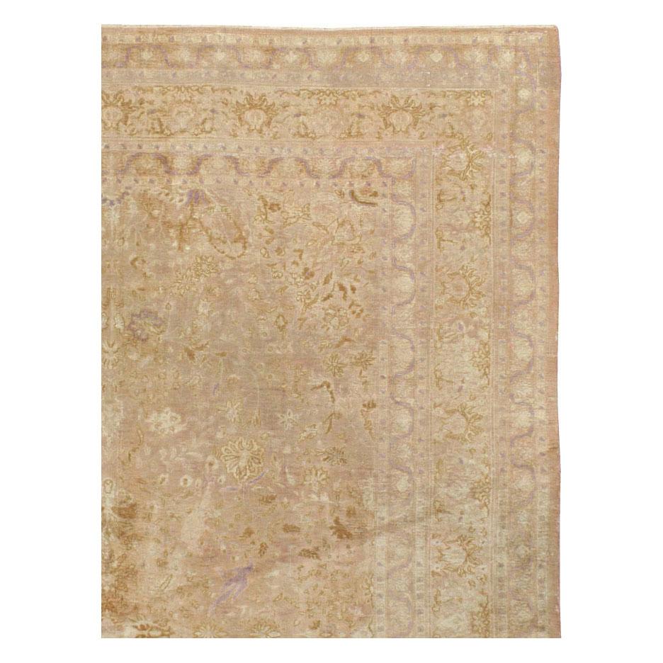 Hand-Knotted Early 20th Century Handmade Turkish Silk Herekeh Room Size Carpet For Sale