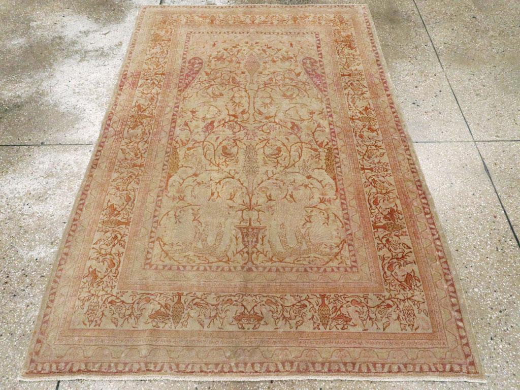An antique Turkish Sivas accent rug handmade during the early 20th century.

Measures: 4' 4