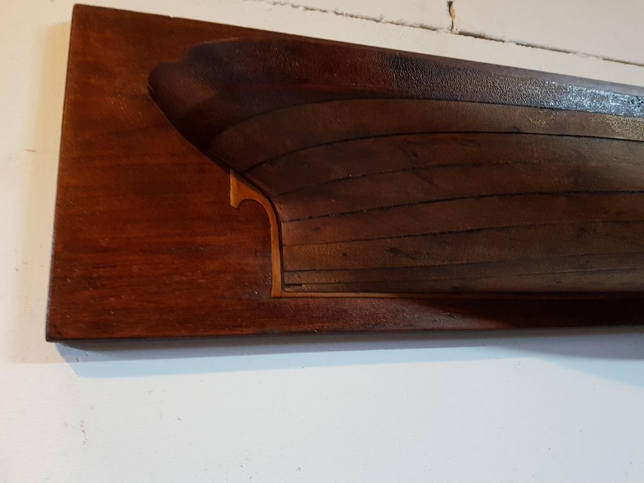 Dutch Early 20th Century Handmade Wooden Half Hull Model 