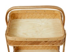 Early 20th century handmade woven pine 2 tier stand