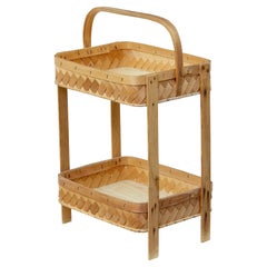 Early 20th century handmade woven pine 2 tier stand Early 20th century handmade woven pine 2 tier stand