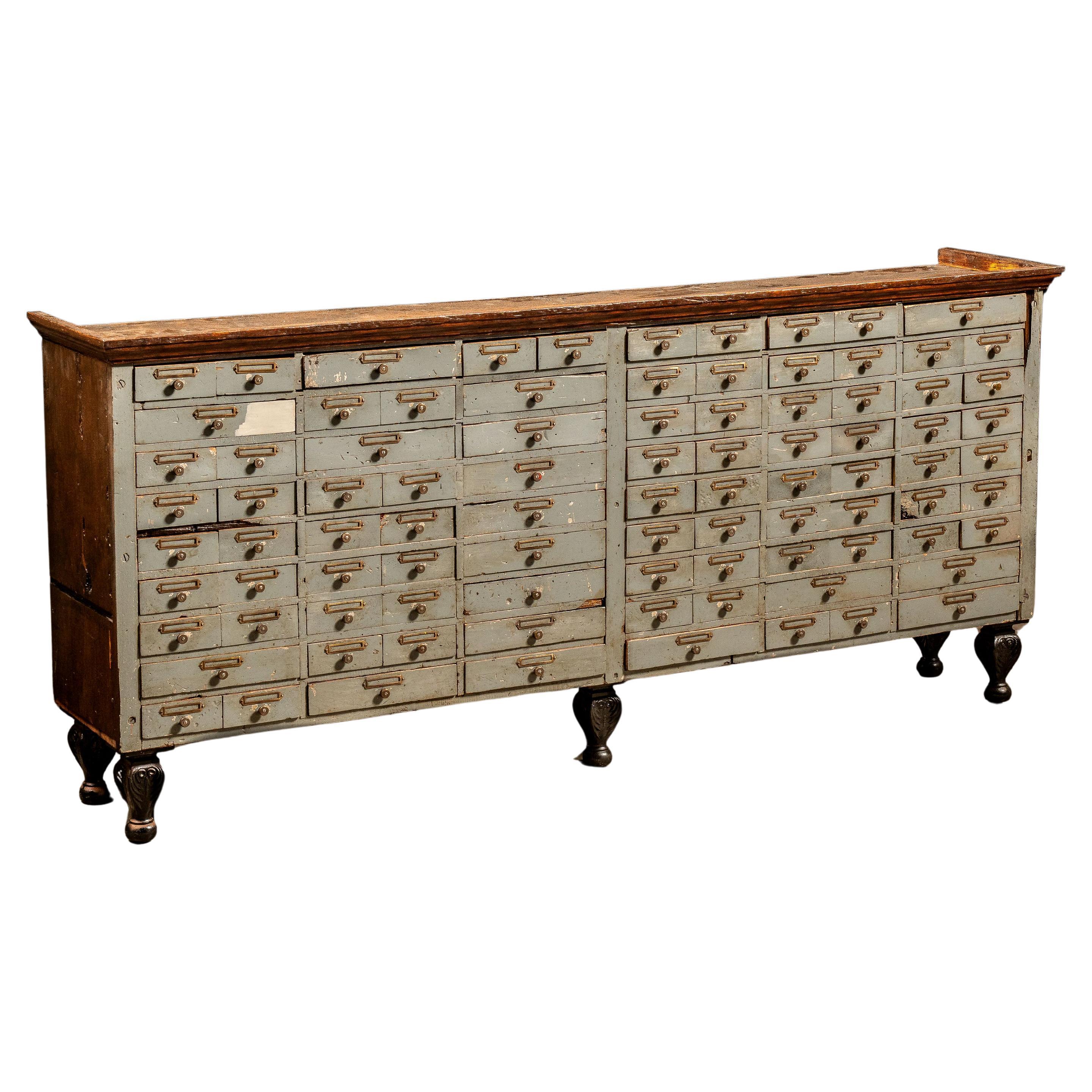 Early 20th Century Hardware Cabinet in Grey