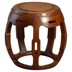 Early 20th Century Hardwood Barrel Stool or Low Table