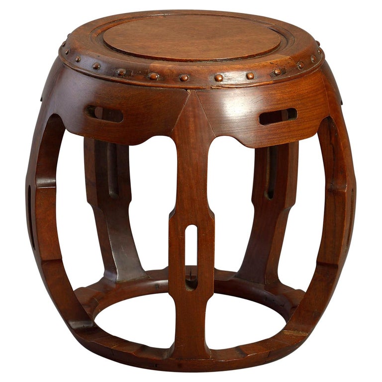 Early 20th Century Hardwood Barrel Stool or Low Table at 1stDibs