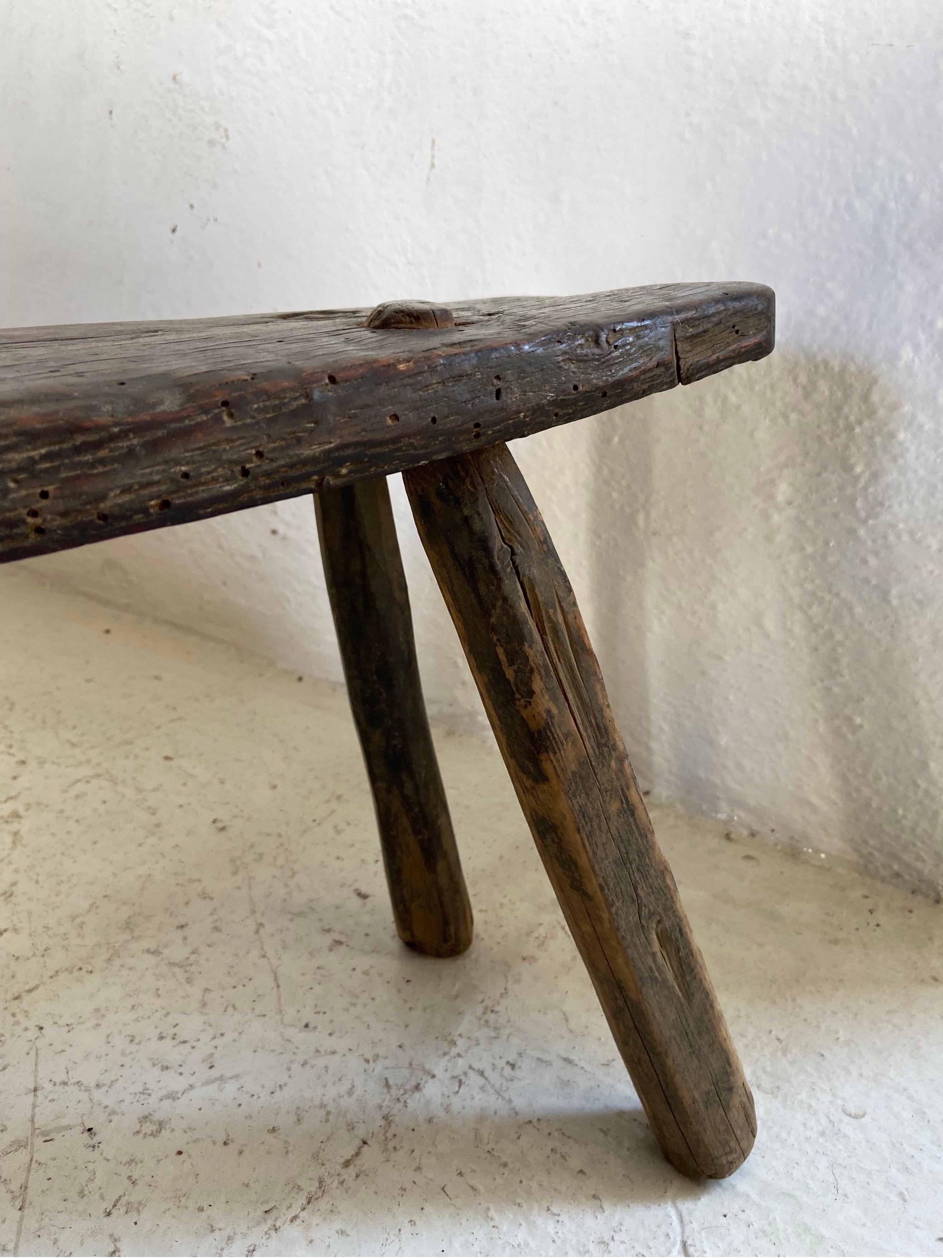 Country Early 20th Century Hardwood Stool From Mexico