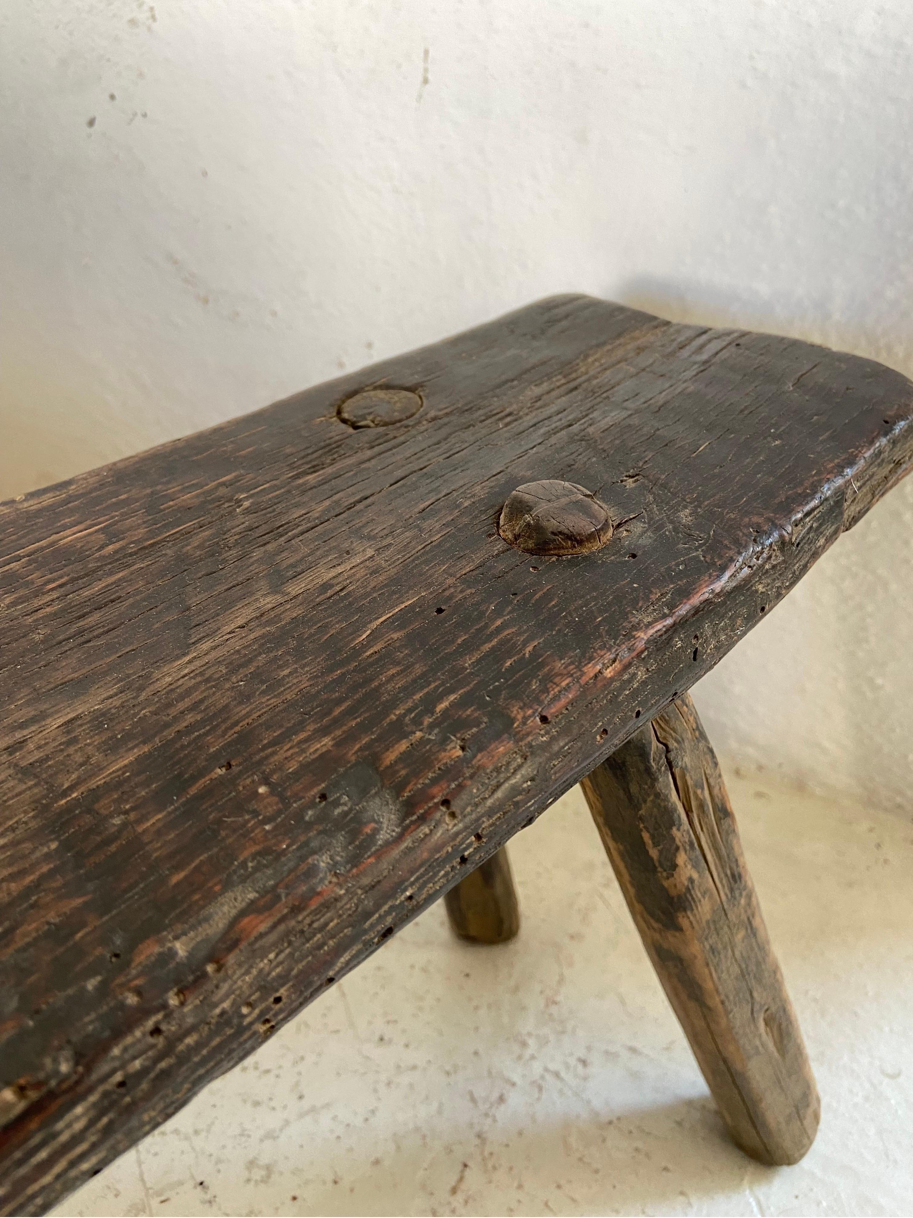 Mexican Early 20th Century Hardwood Stool From Mexico