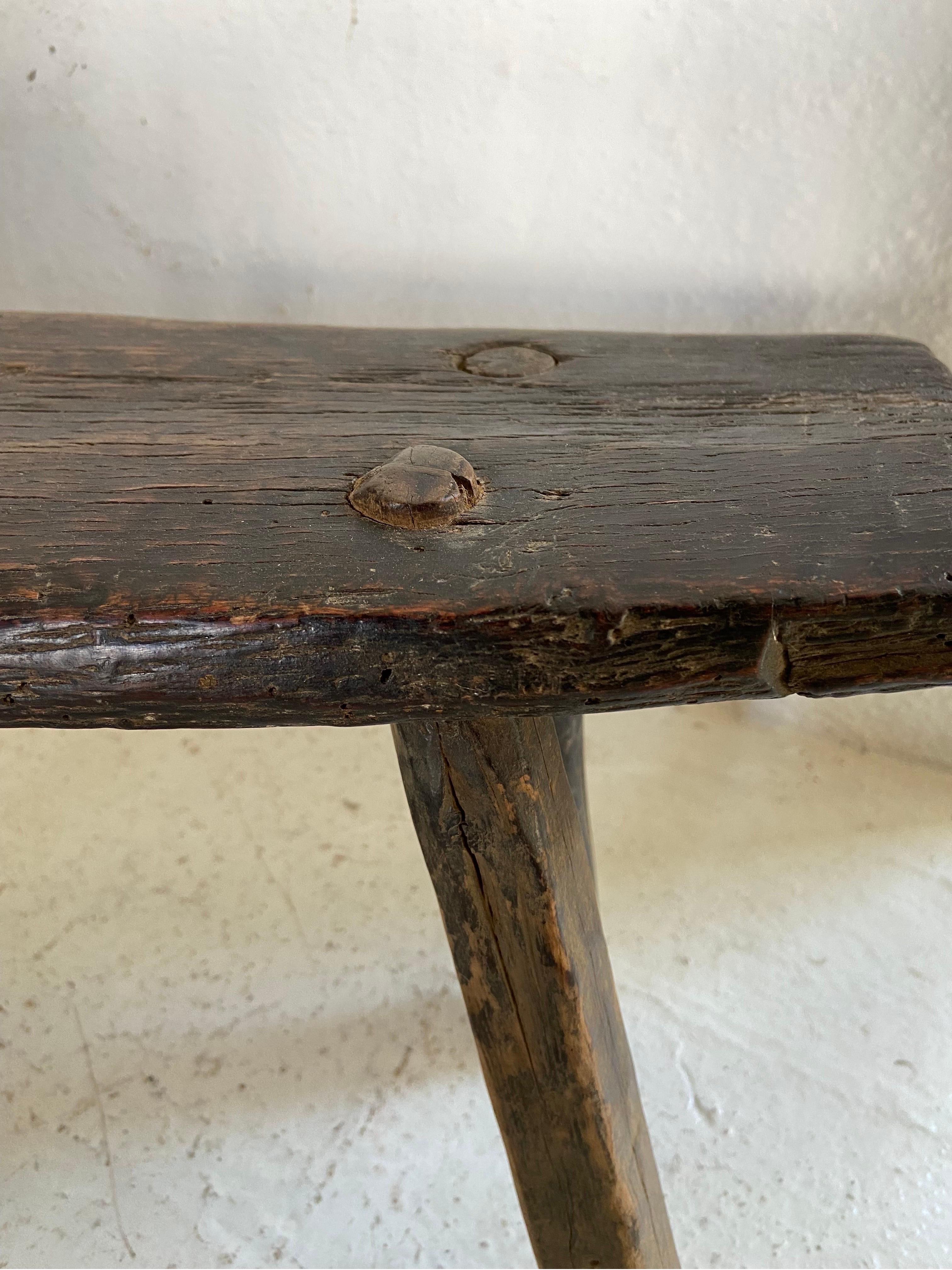 Hand-Crafted Early 20th Century Hardwood Stool From Mexico