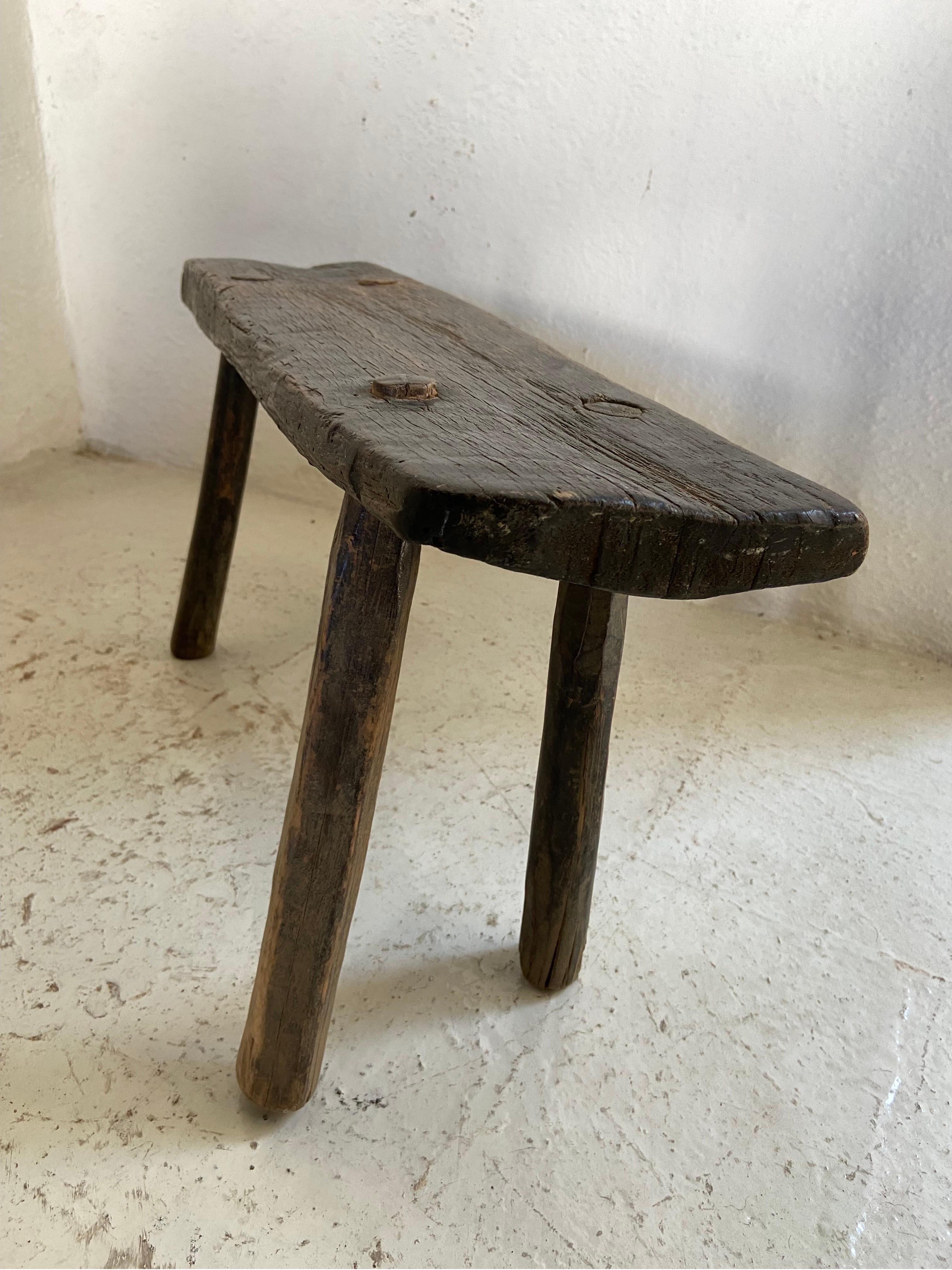 Early 20th Century Hardwood Stool From Mexico 1