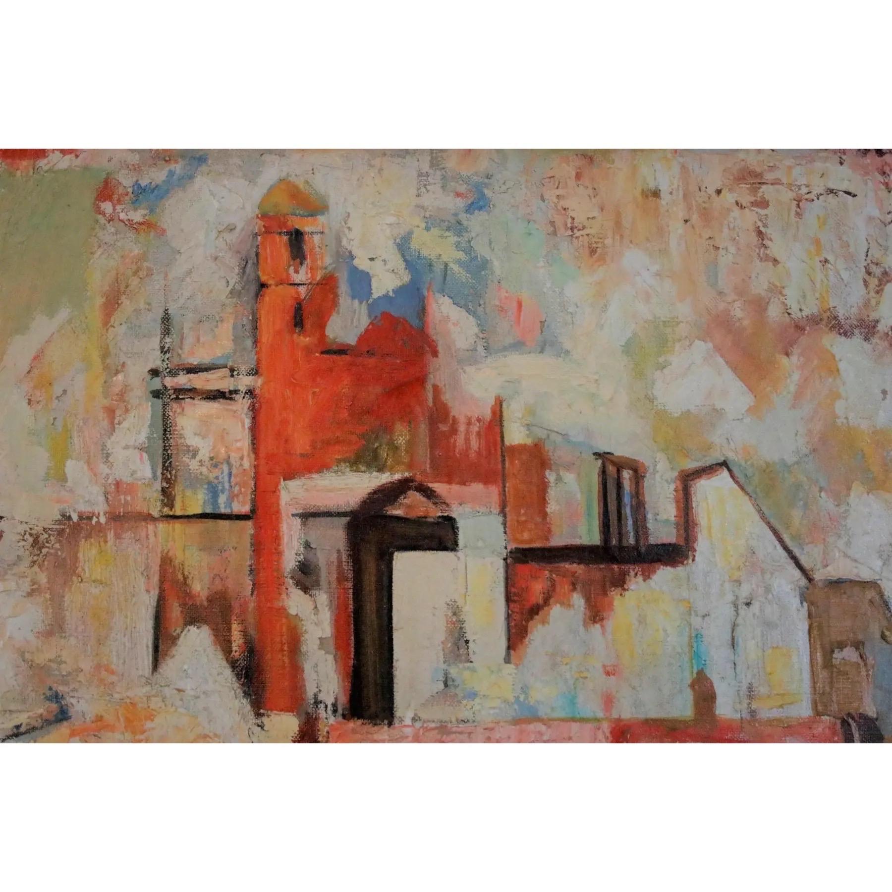 Hand-Painted Early 20th Century Harry Hutchinson Shaw Cubist Oil on Canvas Painting For Sale