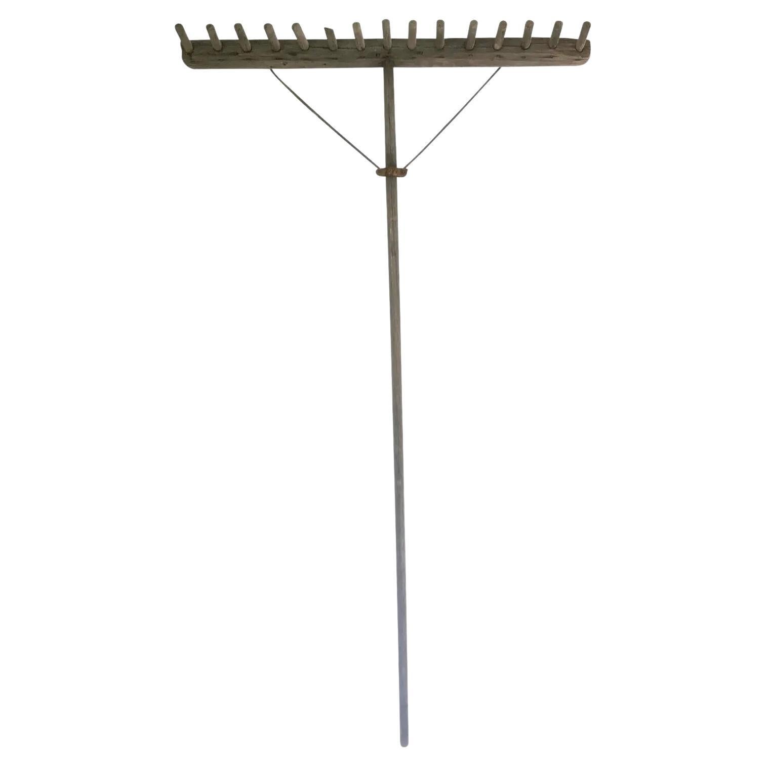 Early 20th Century Hay Rake on Custom Wall Mount For Sale