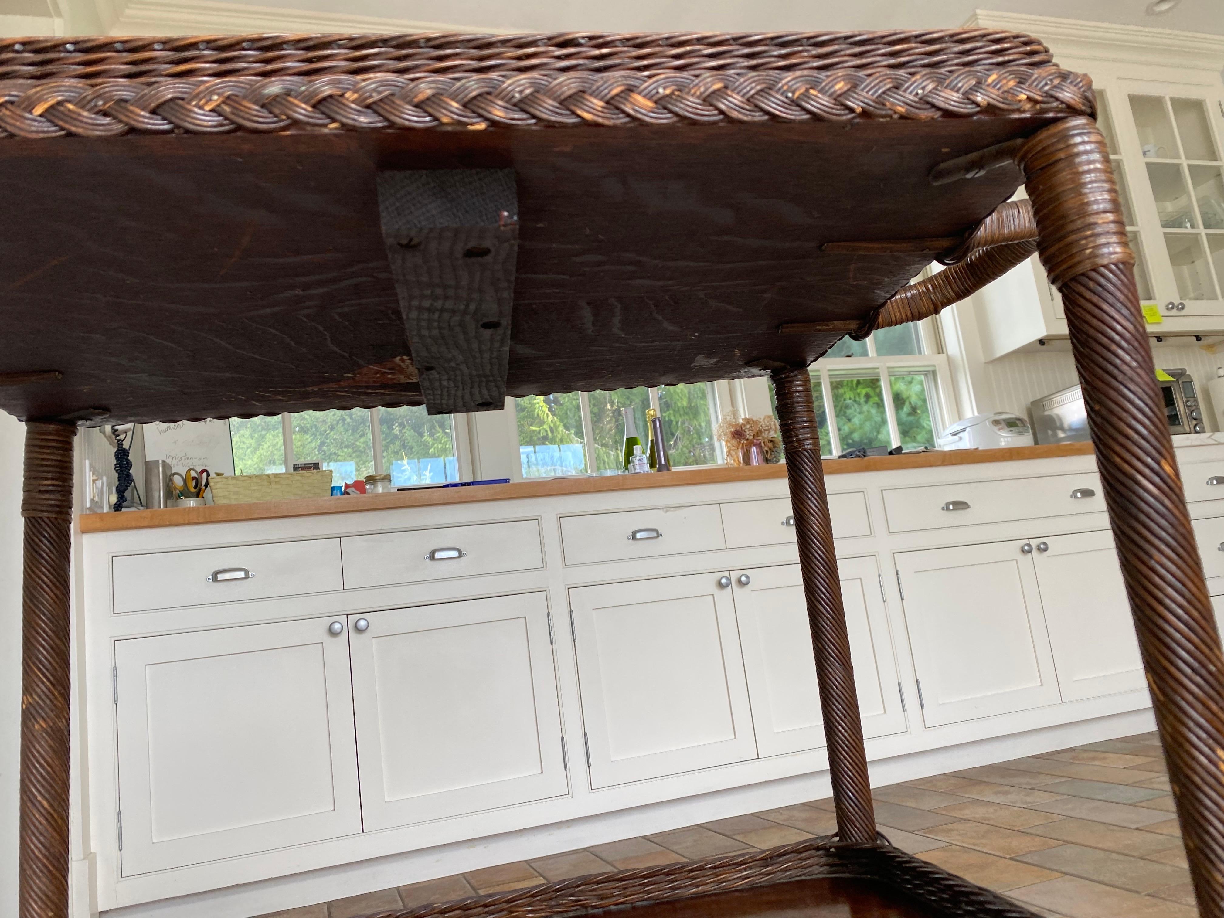 Early 20th Century Haywood Wakefield Oak & Wicker Tea/Bar Cart 2
