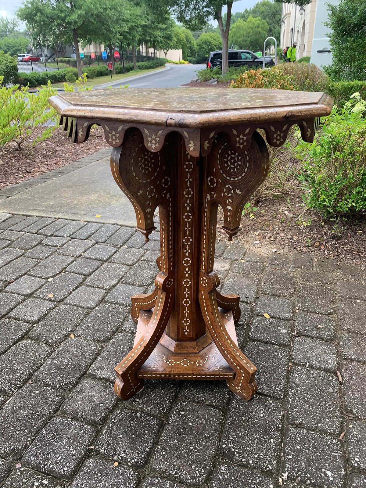 Early 20th Century Heavily Inlaid Teak and Satinwood Octagonal Side Table 5