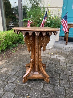 Early 20th Century Heavily Inlaid Teak and Satinwood Octagonal Side Table