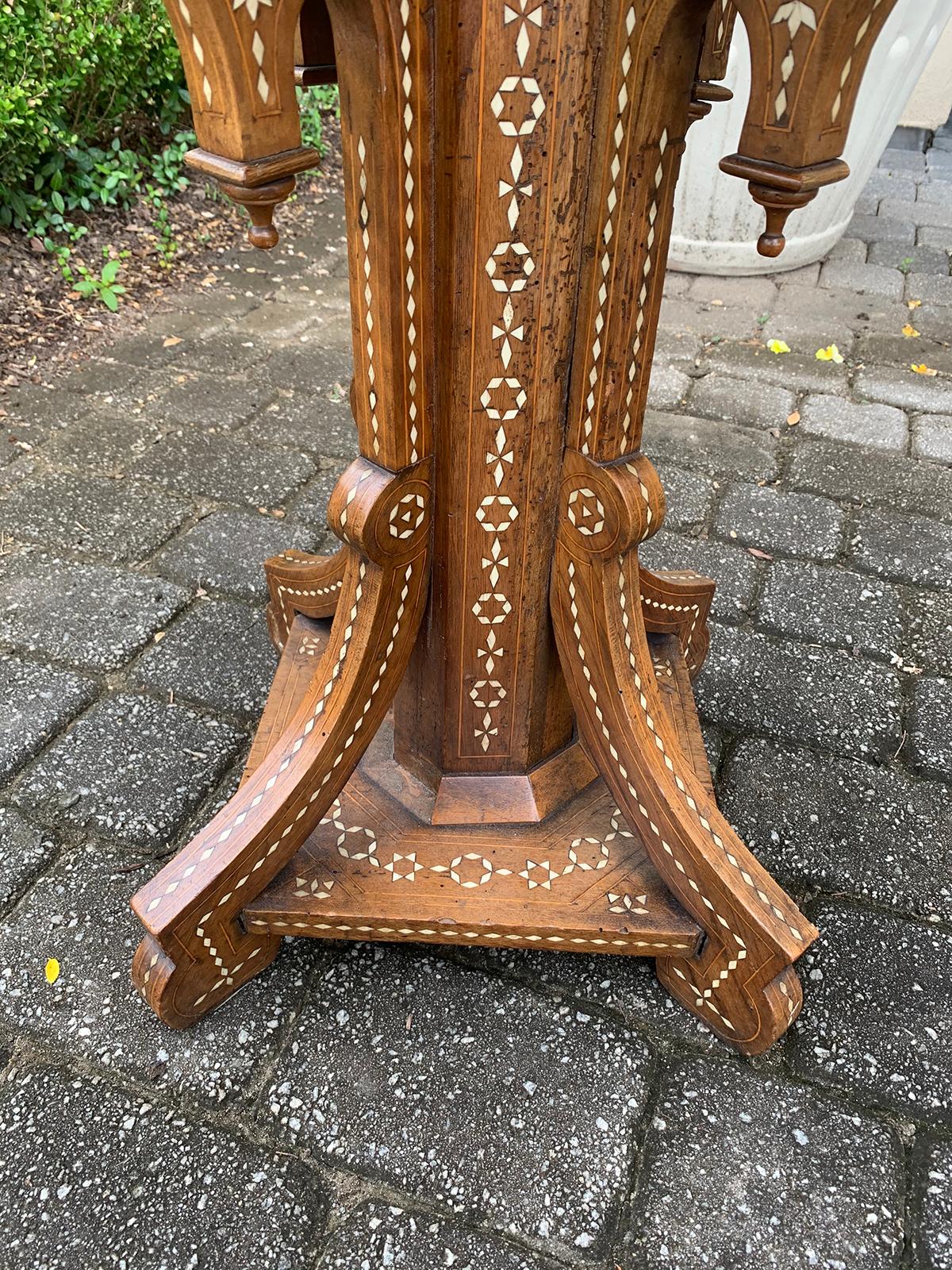 Early 20th Century Heavily Inlaid Teak and Satinwood Octagonal Side Table 3