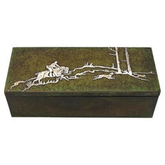 Used Early 20th Century Heintz Art Metal Signed Bronze Cigar Humidor Box, American