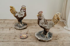 Early 20th Century Hen and Rooster, Reconstituted Stone