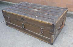 Early 20th Century Henry Likly Wood Bound On Canvas Packing Trunk