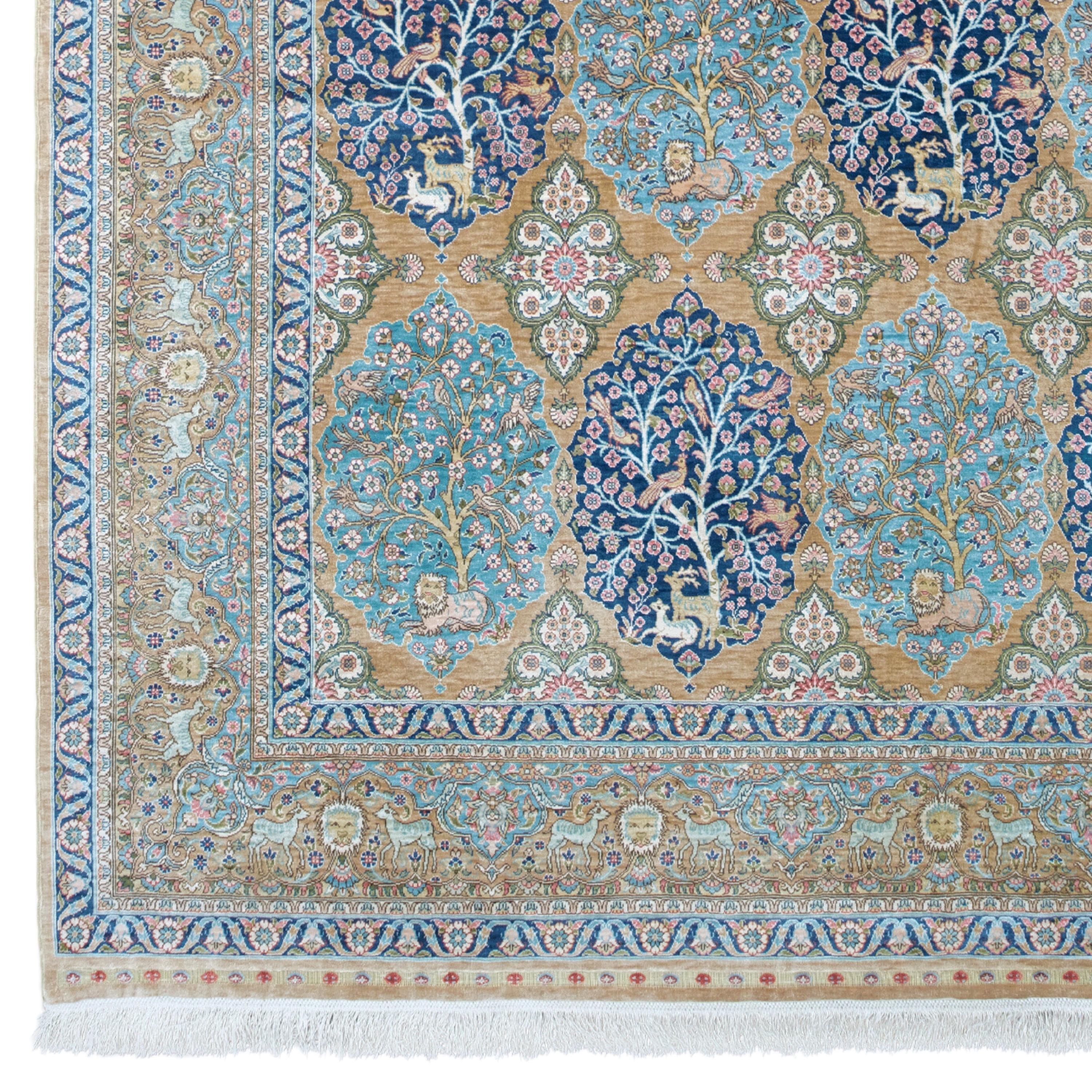 Early 20th Century Hereke Silk Carpet

A Timeless Weaving Wonder This elegant early 20th century antique silk Hereke carpet attracts attention with its rich color palette and intricate patterns. The central medallion designs and detailed edge work