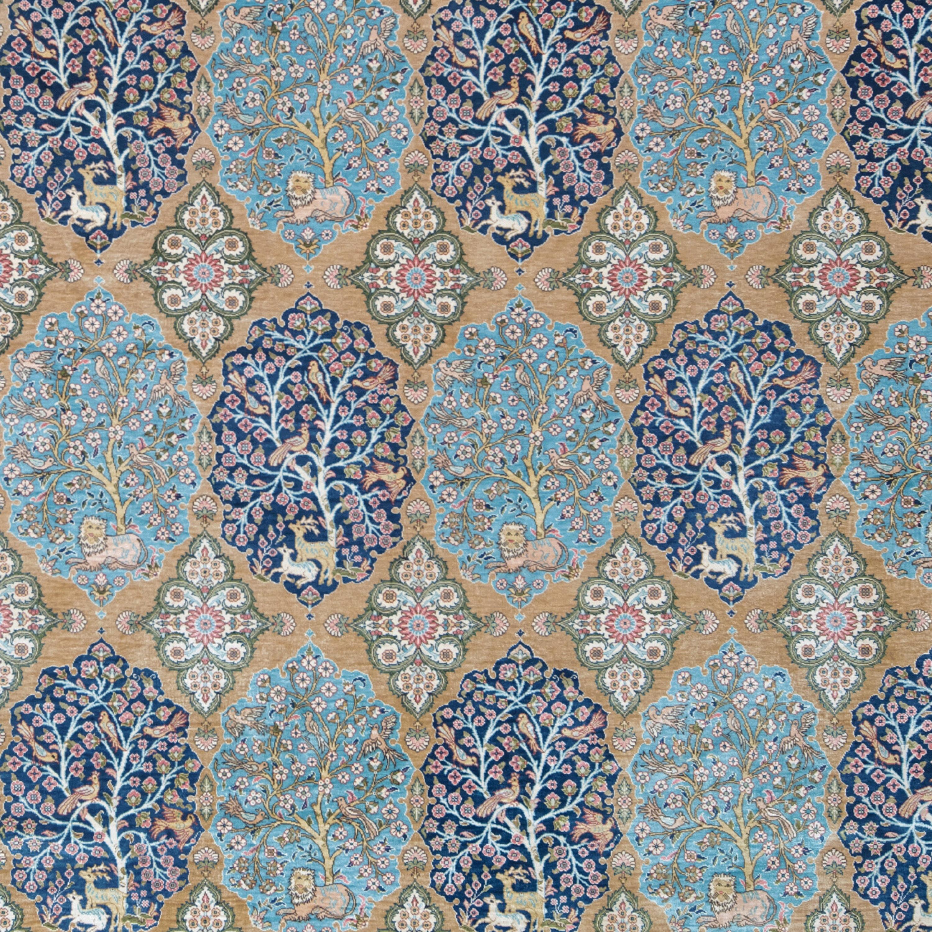 Turc Début du 20ème siècle, tapis de soie Hereke, tapis de soie, tapis de soie antique en vente