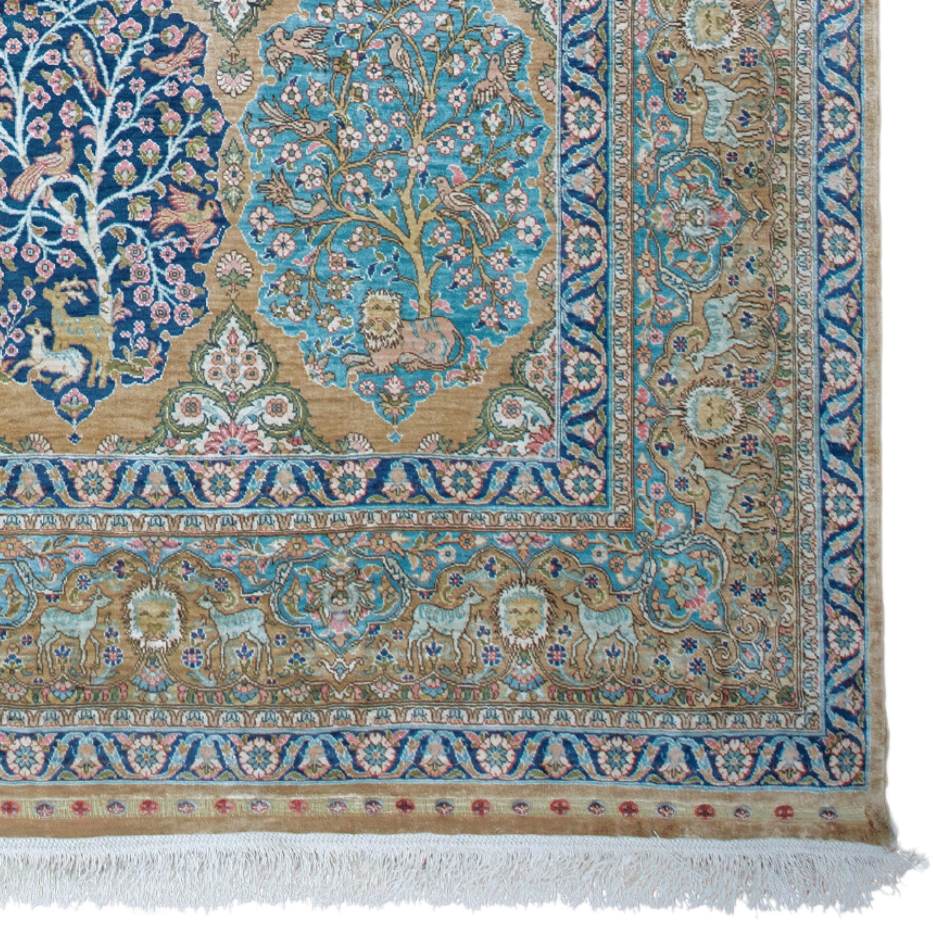 Early 20th Century Hereke Silk Carpet, Silk Carpet, Antique Silk Rug For Sale 1