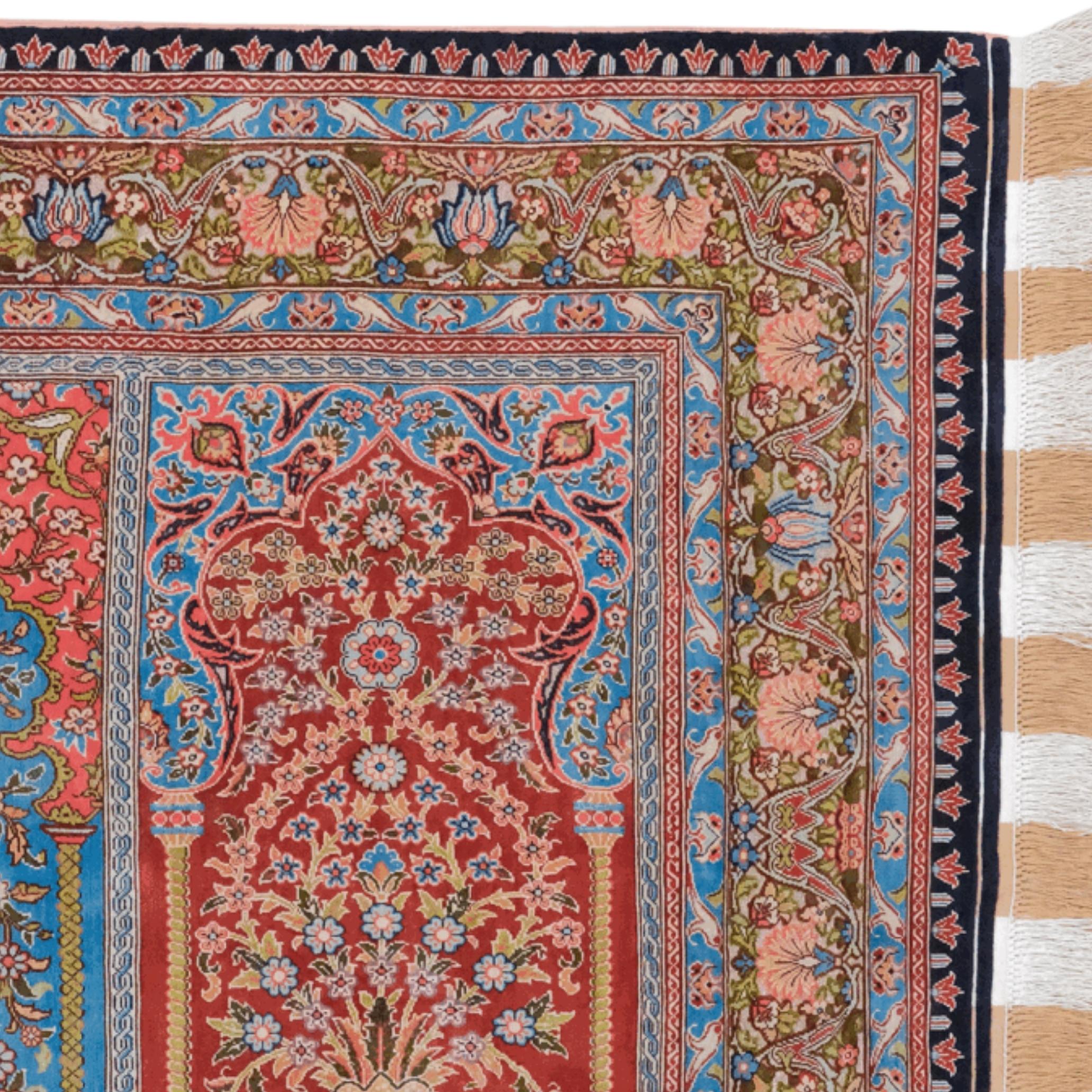 Hand-Woven Early 20th Century Hereke Silk & Metal Rug by Hasoglu Workshop For Sale