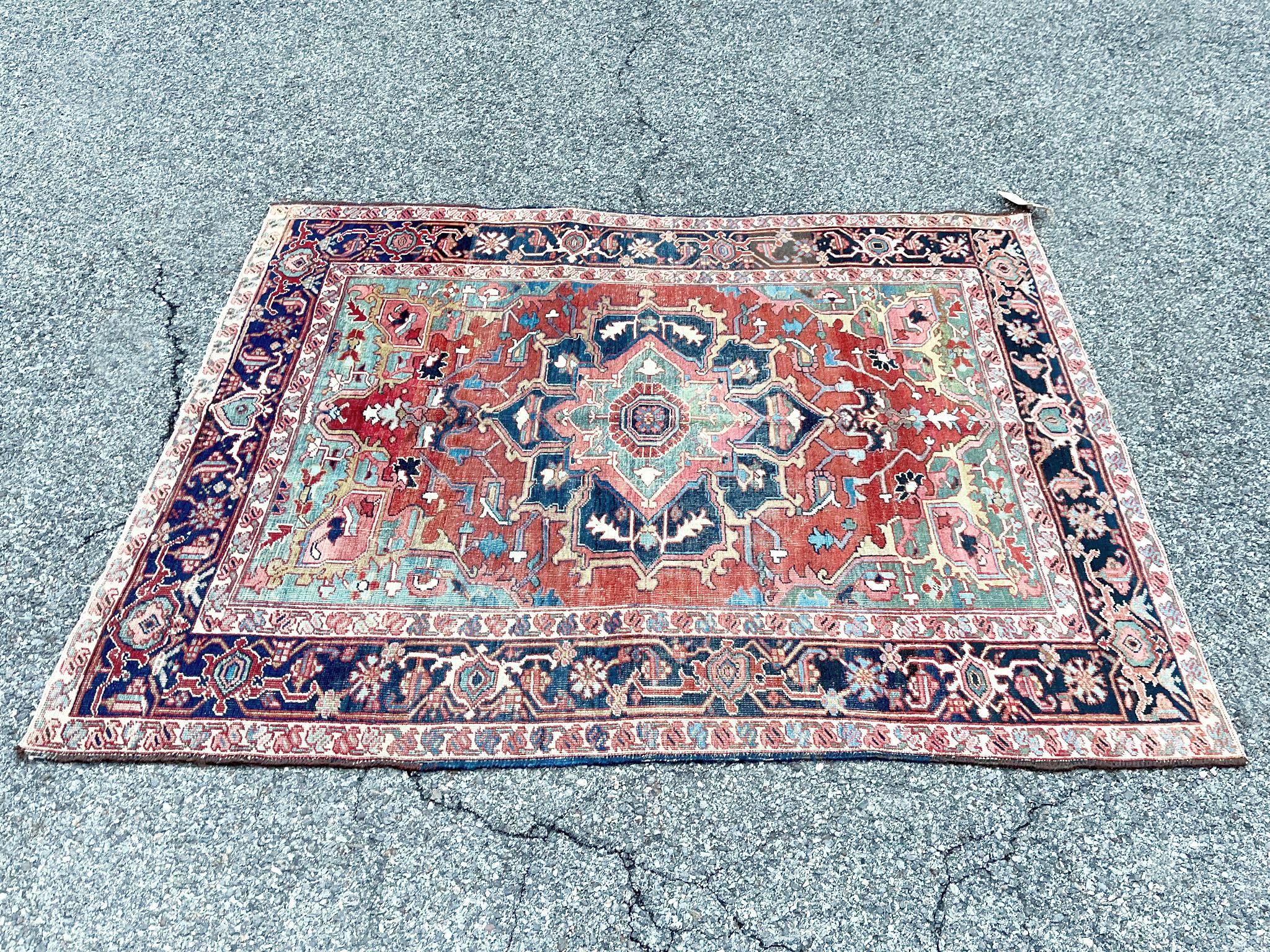 Woven Early 20th Century Heriz Rug For Sale