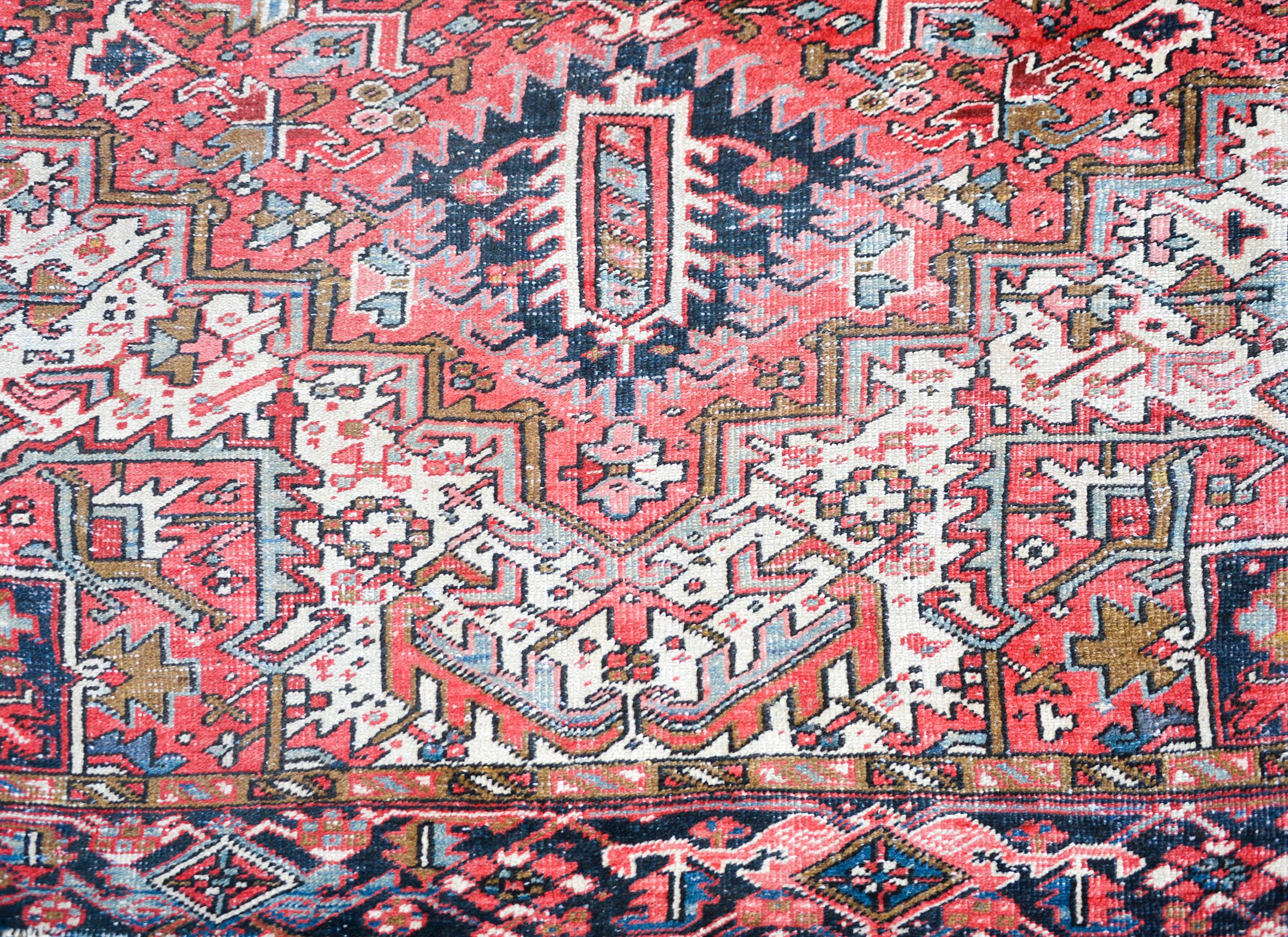 Hand-Knotted Early 20th Century Heriz Rug For Sale