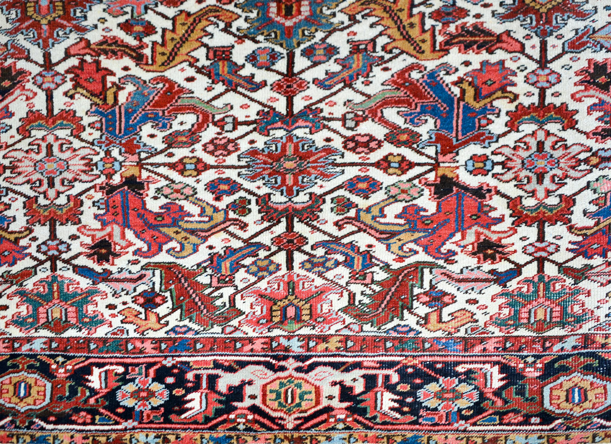 Hand-Knotted Early 20th Century Heriz Rug For Sale