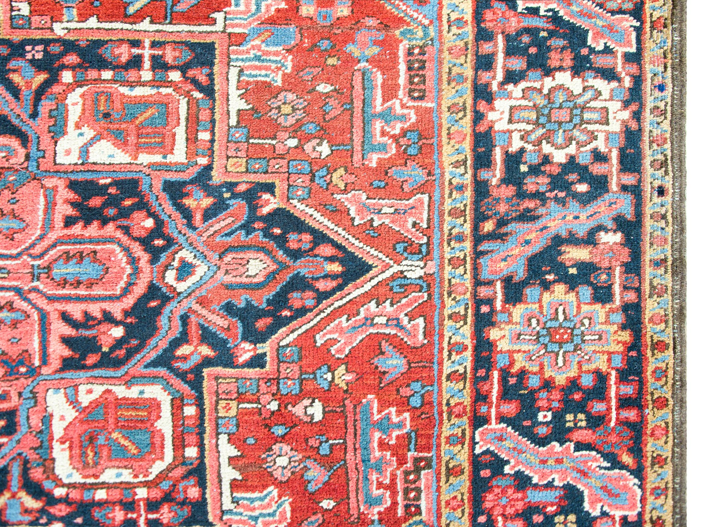 Hand-Knotted Early 20th Century Heriz Rug For Sale