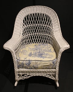 Early 20th Century Heywood-Wakefield Bar Harbor Wicker Rocking Chair