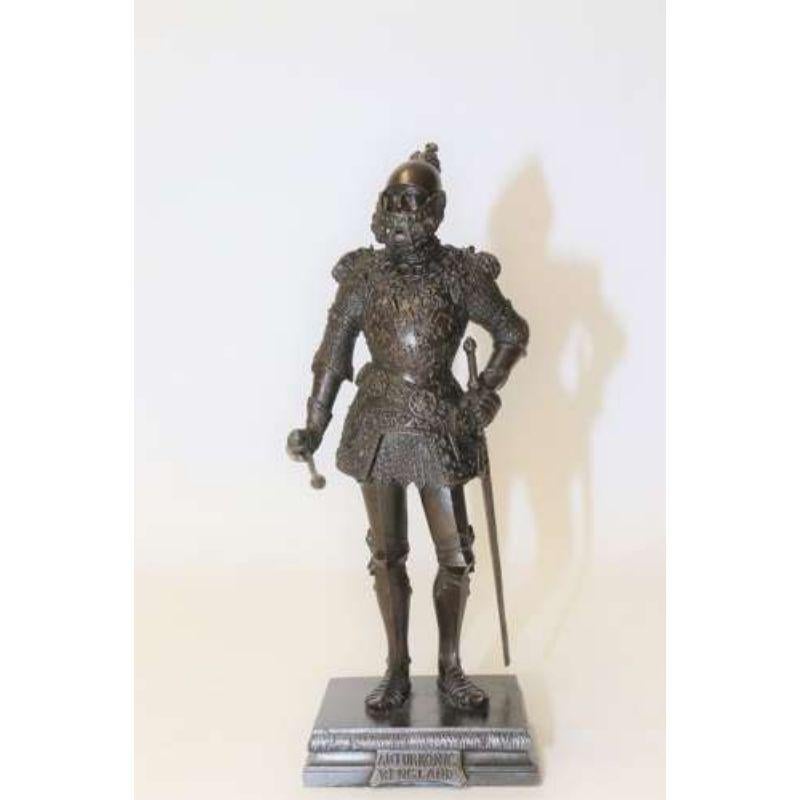 Early 20th Century Highly Detailed Bronze Study of King Arthur in Ornate Armour 6