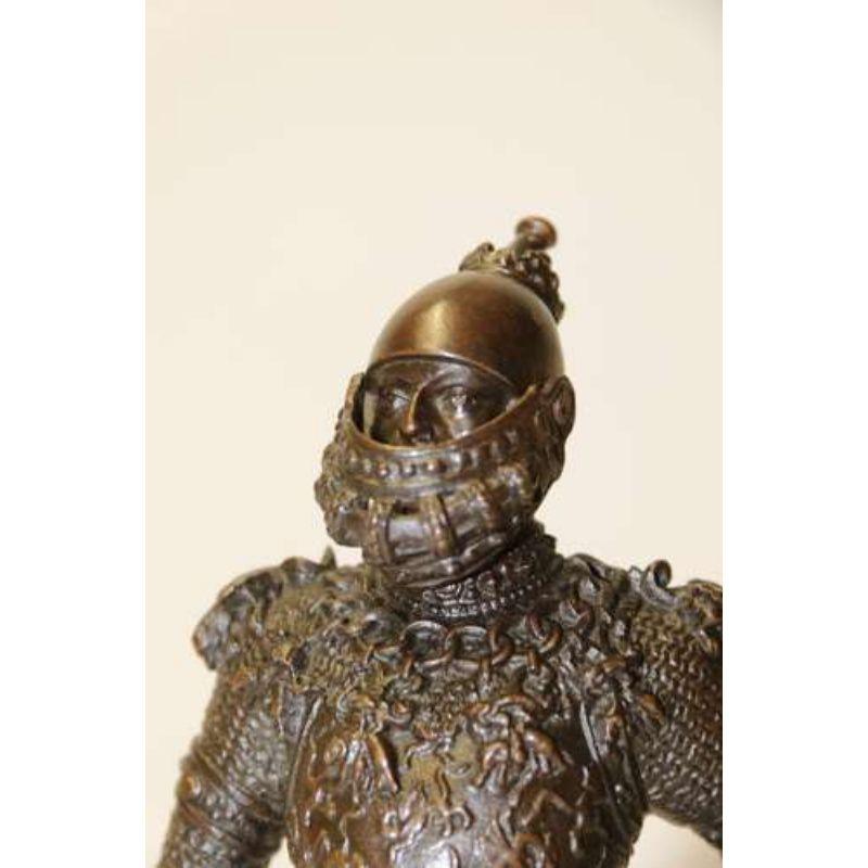 Early 20th Century Highly Detailed Bronze Study of King Arthur in Ornate Armour 7