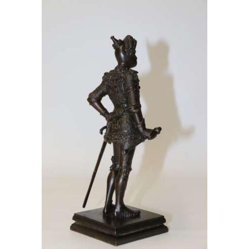 Early 20th Century Highly Detailed Bronze Study of King Arthur in Ornate Armour 2
