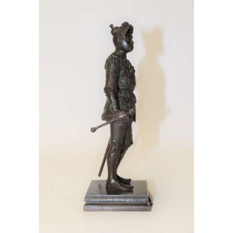 Early 20th Century Highly Detailed Bronze Study of King Arthur in Ornate Armour 3