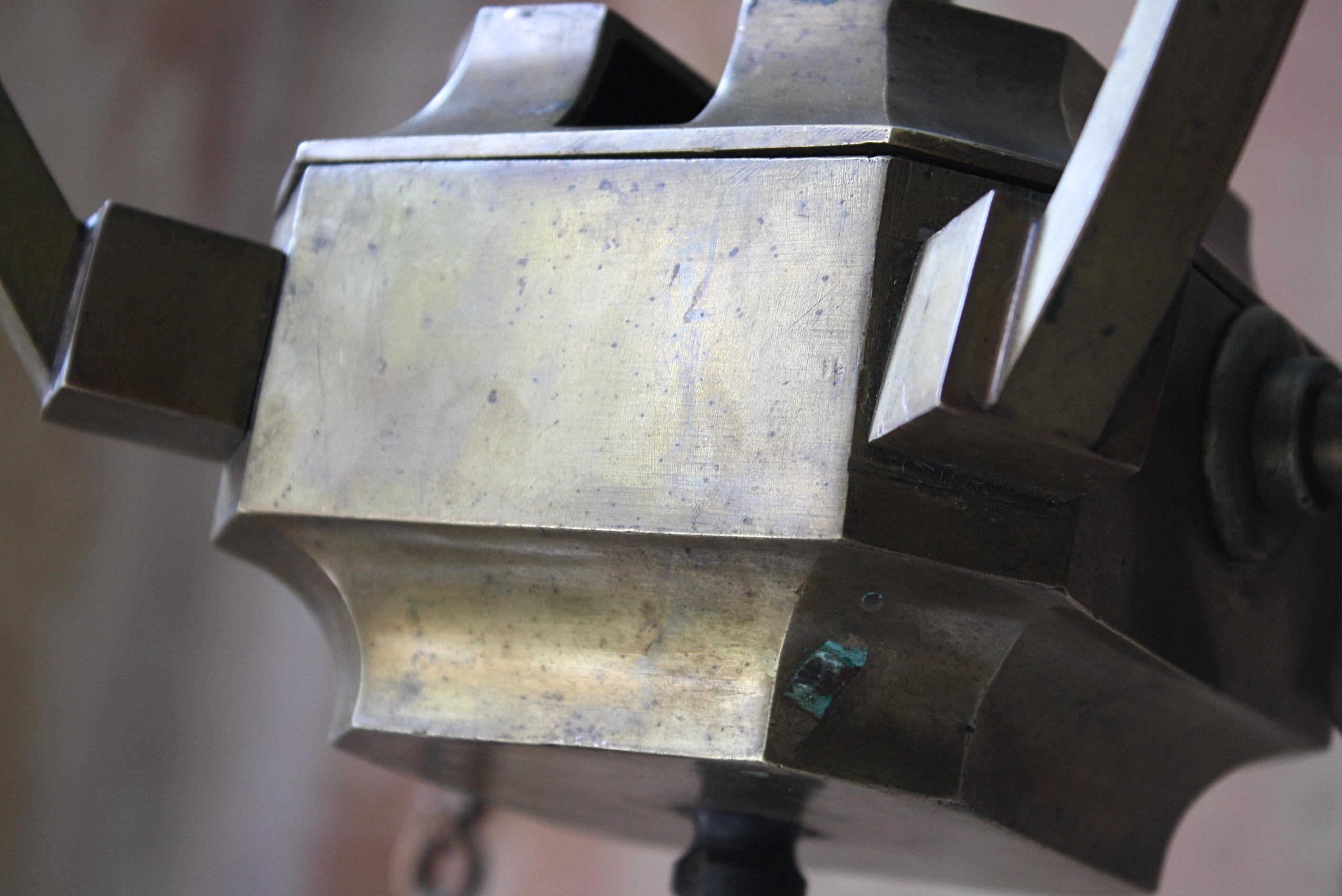 Early 20th Century Holophane Medical Brass Chandelier Lantern Pendant Light  For Sale 11