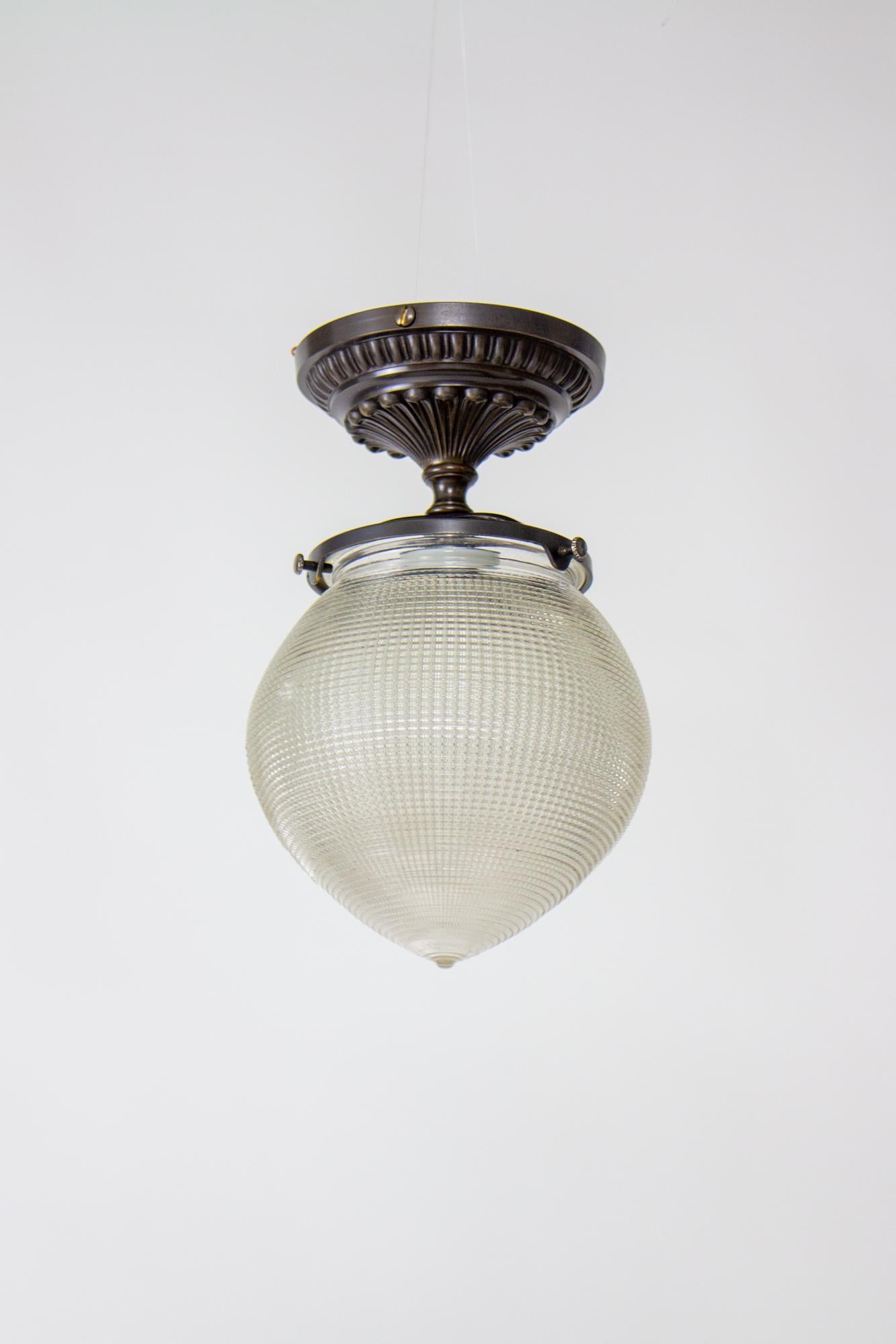 Early 20th Century Holophane Prismatic Flush Mount For Sale 1