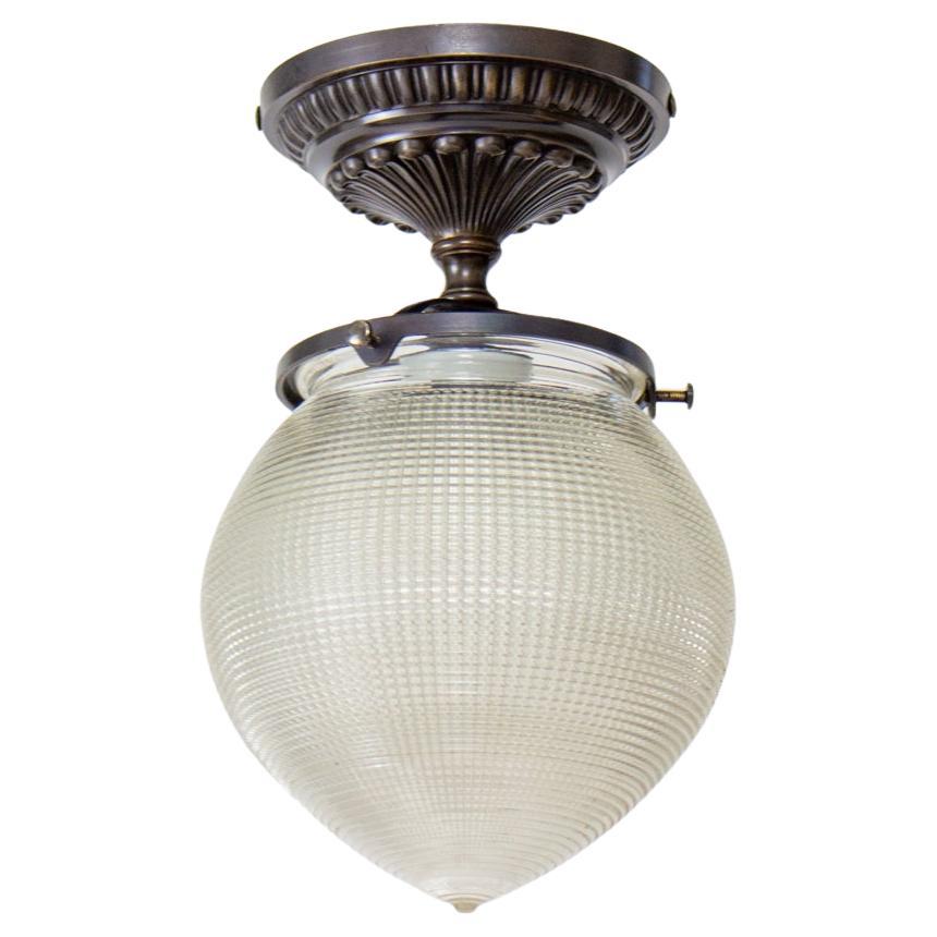 Early 20th Century Holophane Prismatic Flush Mount For Sale