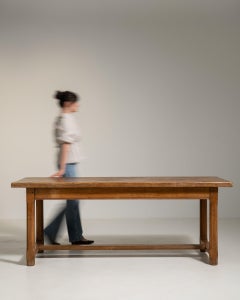 Early 20th Century Honey Wood Oak Trestle Dining Table