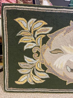 Early 20th Century Hooked Rug of Dove and Cherry Branch, Mounted for Hanging
