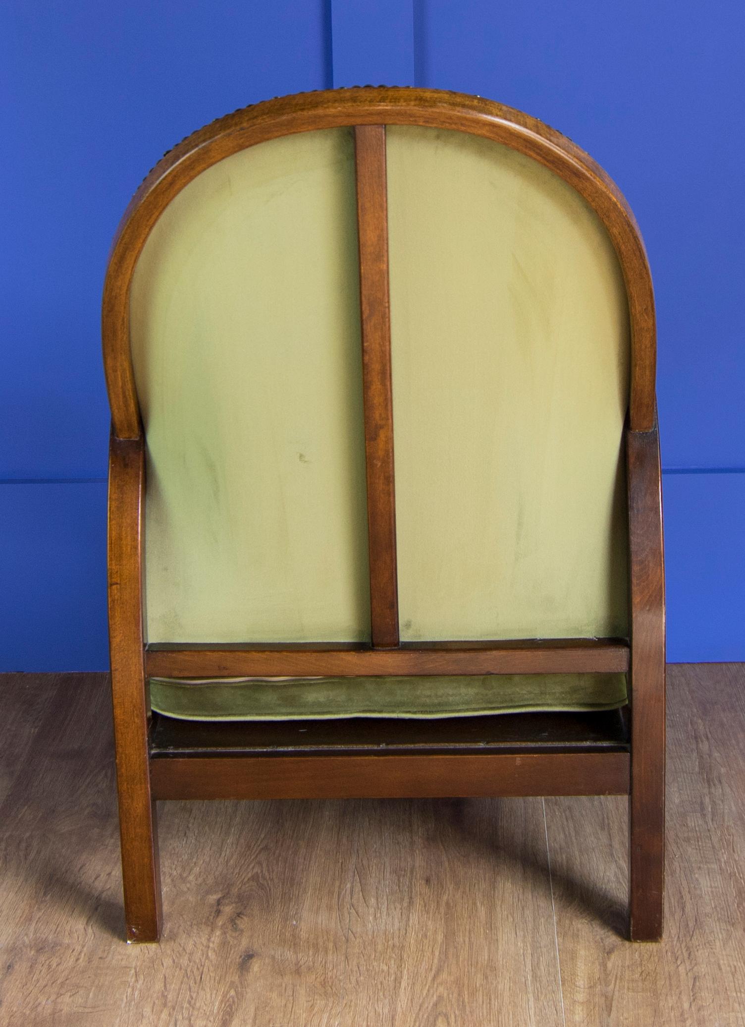 Early 20th Century Hooped Armchair in Vivienne Electra 'Madge' Velvet In Good Condition In Old Romney, Kent