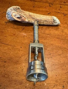 Early 20th Century Horn & Silver Handle Wine Corkscrew