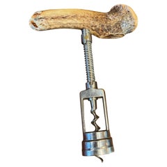 Early 20th Century Horn & Silver Handle Wine Corkscrew
