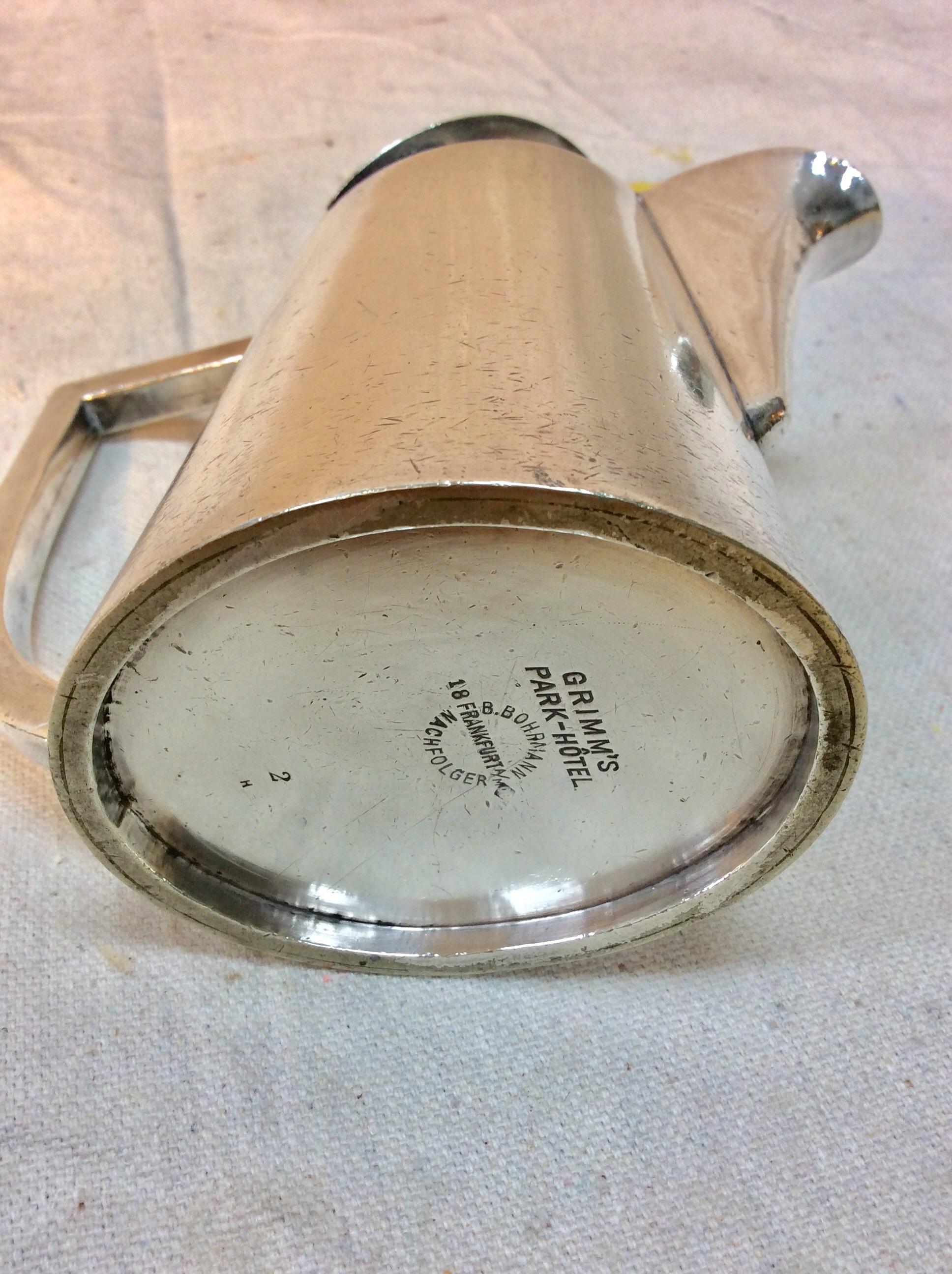 Early 20th Century Hotel Silver Silverplate Tea Pot, Grimm's Park Hotel For Sale 5