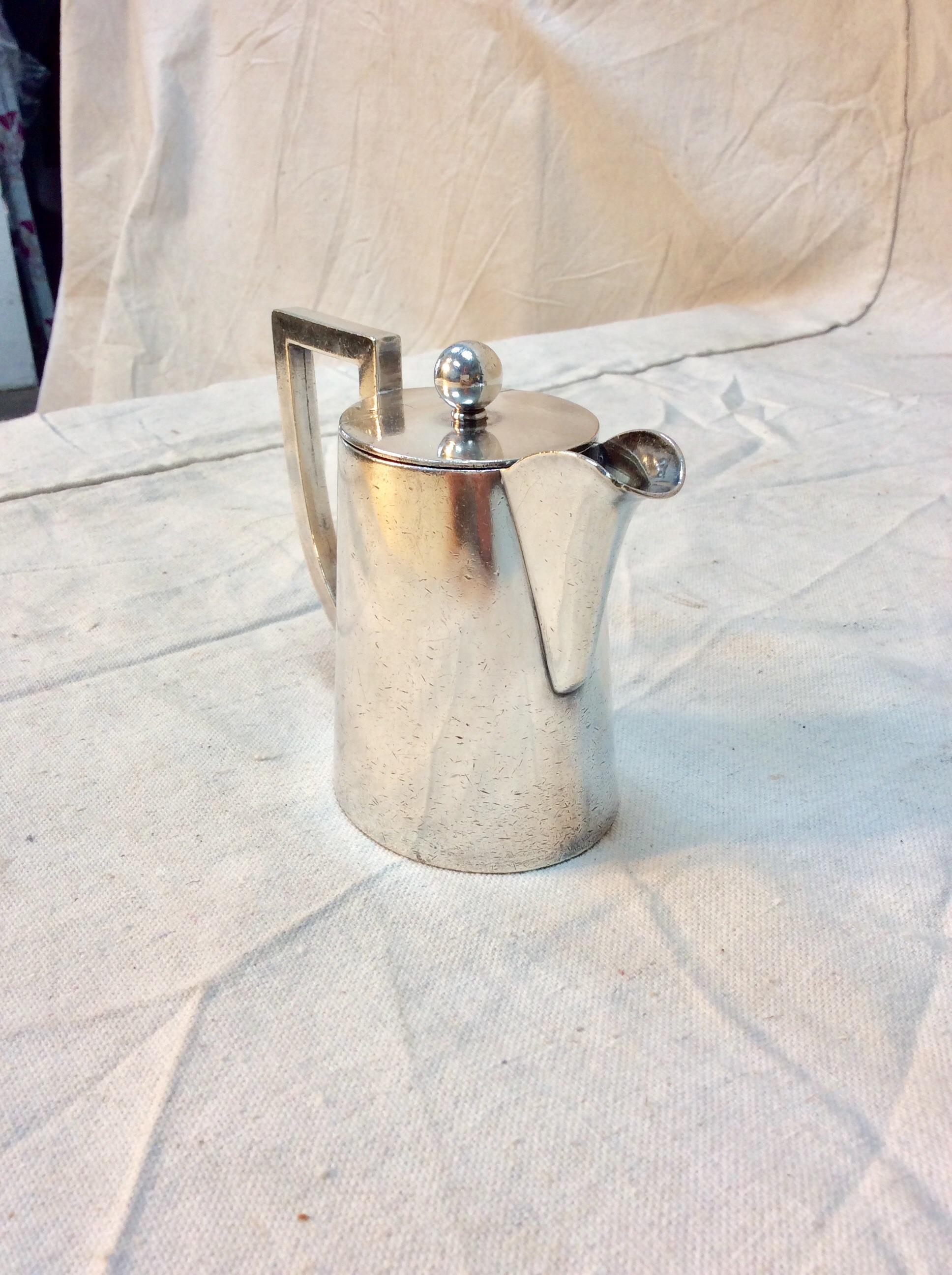 German Early 20th Century Hotel Silver Silverplate Tea Pot, Grimm's Park Hotel For Sale