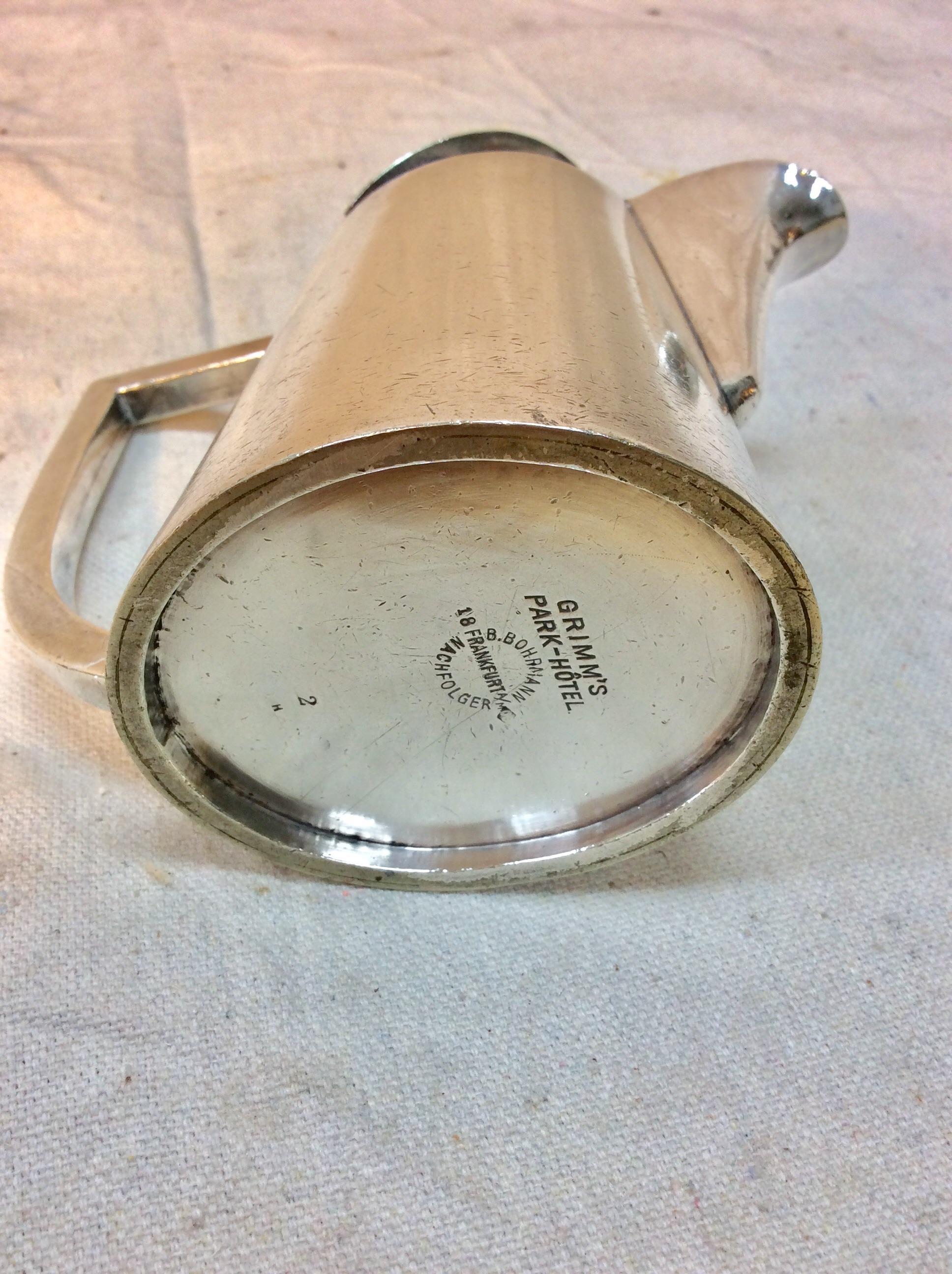 Early 20th Century Hotel Silver Silverplate Tea Pot, Grimm's Park Hotel For Sale 3