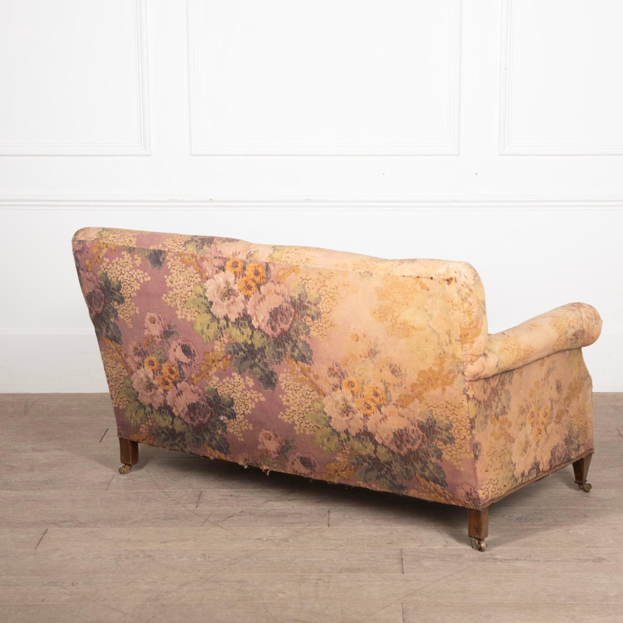 Fabric Early 20th Century Howard Style Sofa by Harrods, London For Sale