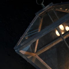 Lanterne anglaise en cuivre et verre du début du 20e siècle