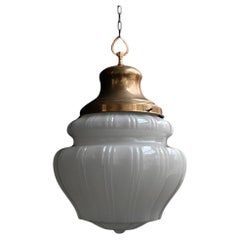 Early 20th Century Huge English Pharmacy Moonstone Glass Pendant Light