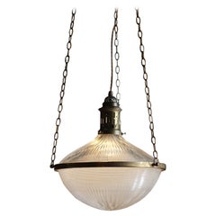 Lampada a sospensione a spillo in Holophane Blondel dei primi del Novecento